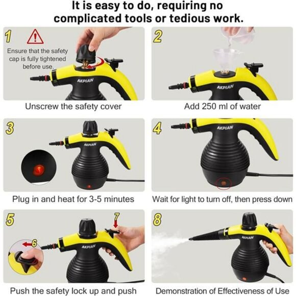 Handheld Steam Cleaner Multipurpose Steamer for Home Kitchen Car Upholstery - Picture 5 of 7